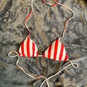 SHEIN Red and White Striped Bikini